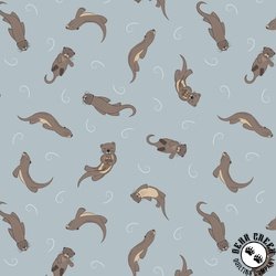 Lewis and Irene Fabrics Small Things Rivers and Creeks Otters Muted Blue Lewis and Irene Fabrics Small Things Rivers and Creeks Otters Muted Blue