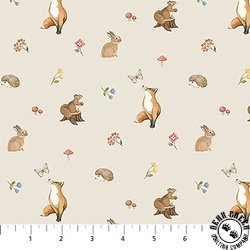 Northcott Woodland Heart Mini Animals Beige/Multi Northcott Woodland Heart Mini Animals Beige/Multi
