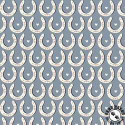 Cloud9 Fabrics Petals and Pony Luck Horseshoes Blue