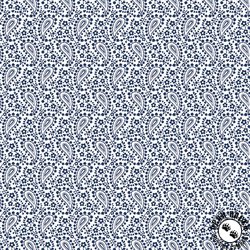 Benartex Classic Keepsakes in Blue Paisley Floral White/Navy Benartex Classic Keepsakes in Blue Paisley Floral White/Navy