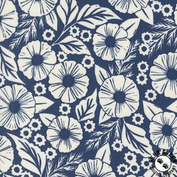 Moda Field of Flowers Flower Paper Indigo