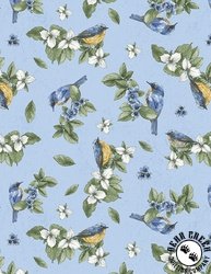Wilmington Prints Among The Irises Birds Light Blue