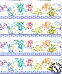 In The Beginning Fabrics Dragon Friends Border Stripe Multi