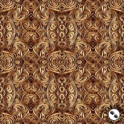 QT Fabrics Endless Blues Geo Medallion Brown