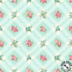 Henry Glass Serene Garden Trellis Florals Aqua