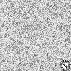 QT Fabrics Hearts and Hugs Hearts and Scroll Grey QT Fabrics Hearts and Hugs Hearts and Scroll Grey