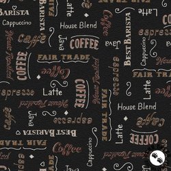 P&B Textiles Morning Treat 4-Way Coffee Phrases Black P&B Textiles Morning Treat 4-Way Coffee Phrases Black