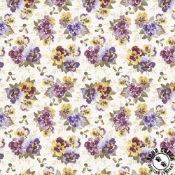 Marcus Fabrics Dandy Pansies Pansy Garden Cream Marcus Fabrics Dandy Pansies Pansy Garden Cream