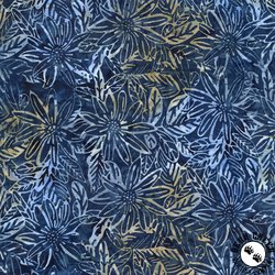 Timeless Treasures Tonga Batik Moonlit Large Flowers Indigo