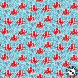 Andover Fabrics Deep Blue Sea Octopus Light Blue