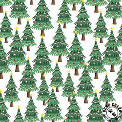 Studio E Fabrics Snow Angels Christmas Tree Allover White