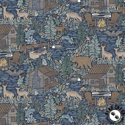 P&B Textiles Lakeside Days Scenic Lake Allover Navy P&B Textiles Lakeside Days Scenic Lake Allover Navy