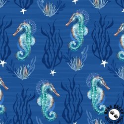 Blank Quilting Seatopia Seahorses Navy Blank Quilting Seatopia Seahorses Navy