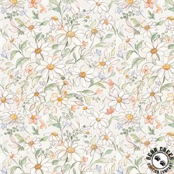 Clothworks Daisy Field Packed Floral Cream Clothworks Daisy Field Packed Floral Cream
