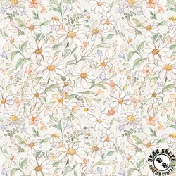 Clothworks Daisy Field Packed Floral Cream