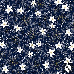 P&B Textiles Joyful Holiday Floral Toss Navy