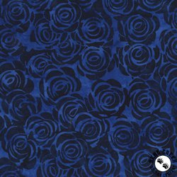 Anthology Fabrics Dutchy Blues Batik Rosebush Blue