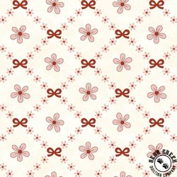 Henry Glass Pocketful of Posies Trellis Bows Cream Red Henry Glass Pocketful of Posies Trellis Bows Cream Red