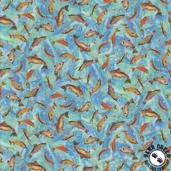 P&B Textiles Bear in Mind Tossed Fish Blue/Green P&B Textiles Bear in Mind Tossed Fish Blue/Green