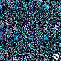 QT Fabrics Fantasia Floral Vine Black