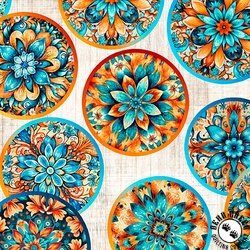 QT Fabrics Oasis Fiesta Circles Taupe QT Fabrics Oasis Fiesta Circles Taupe