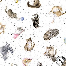 Maywood Studio Whiskers and Paws Tossed Cats White