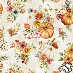 Hoffman Fabrics Harvest Bouquet Pumpkins and Flowers Natural Hoffman Fabrics Harvest Bouquet Pumpkins and Flowers Natural