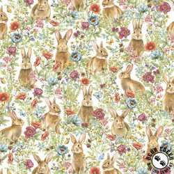 P&B Textiles Bunnies and Blooms Bunnies in the Garden Multi