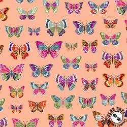 Andover Fabrics Luxe Butterflies Peach