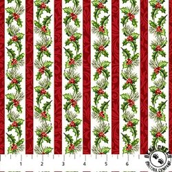 Northcott Holiday Joy Holly Stripe Cream/Multi Northcott Holiday Joy Holly Stripe Cream/Multi