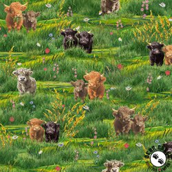 Windham Fabrics Highland Hooves Highland Calves Highland Green