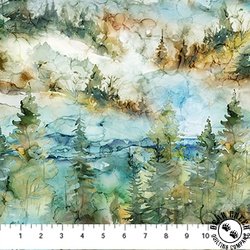 Northcott The Great Outdoors Mountain Scene Teal/Multi