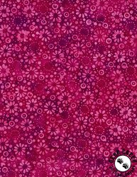 Wilmington Prints Candy Crush Batiks Dotted Daisies Burgundy