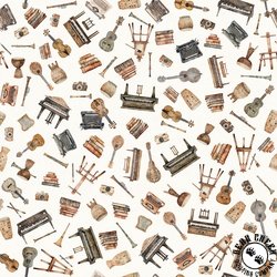 QT Fabrics Sugar, Spice, Everything Nice Musical Instruments White