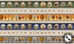 QT Fabrics Bearsville Woodland Border Stripe Multi QT Fabrics Bearsville Woodland Border Stripe Multi