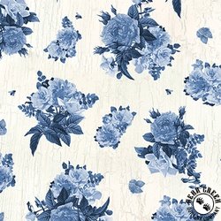 Blank Quilting English Blue and White Flower Bouquets White Blank Quilting English Blue and White Flower Bouquets White