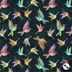 Windham Fabrics A Hummingbird's Charm Birds in Flight Nightfall
