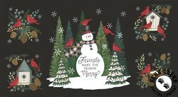 Moda Winter Friends Panel Charcoal Black Moda Winter Friends Panel Charcoal Black