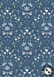 Lewis and Irene Fabrics The Water Gardens Graceful Reflections Navy Blue Lewis and Irene Fabrics The Water Gardens Graceful Reflections Navy Blue