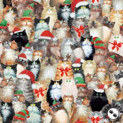 Windham Fabrics Meowy Christmas Cats in Hats Multi