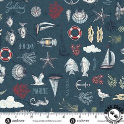 Andover Fabrics High Tide Maritime Dark Blue