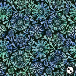 P&B Textiles Peacock Serenade Feather Mandalas Green/Blue