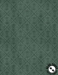 Wilmington Prints Crimson Blooms Damask Green