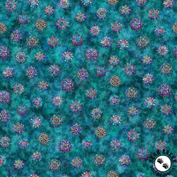 QT Fabrics Radiant Reflections Stained Glass Stars Teal