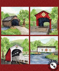 Riley Blake Designs Covered Bridges in Spring Block Panel Riley Blake Designs Covered Bridges in Spring Block Panel