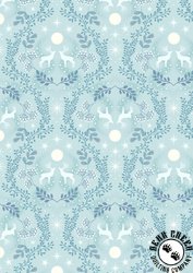 Lewis and Irene Fabrics A Winter's Moon Stag Ice Blue with Pearl Lewis and Irene Fabrics A Winter's Moon Stag Ice Blue with Pearl