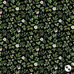 Northcott Blush 108 Inch Wide Backing Fabric Leaf Toss Black/Green