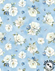 Wilmington Prints Blue Harmony Floral Toss Light Blue Wilmington Prints Blue Harmony Floral Toss Light Blue