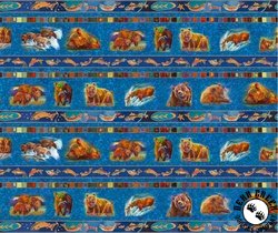 P&B Textiles Bear in Mind Decorative Bear Stripe Blue/Multi