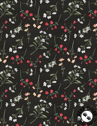 Wilmington Prints Peach Whispers Small Flower Toss Black Wilmington Prints Peach Whispers Small Flower Toss Black